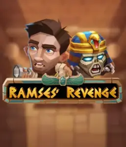 Explore the thrilling world of Ramses' Revenge slot by Relax Gaming, highlighting a startled explorer and a terrifying mummy set against an Egyptian tomb backdrop. This image captures the drama of tomb exploration, great for fans of Egyptian-themed slots, delivering a gripping gaming experience. 